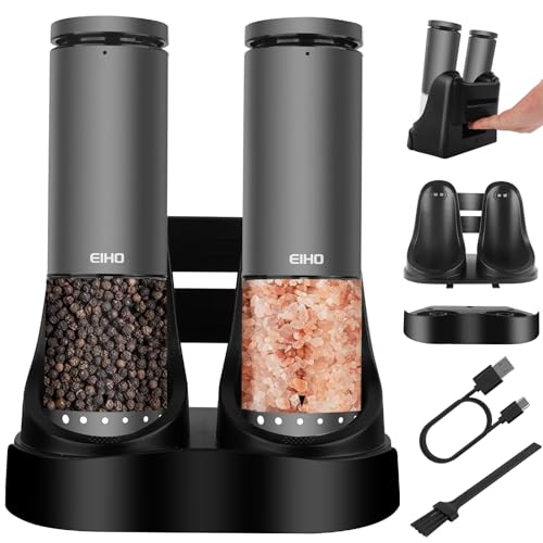Electric Salt and Pepper Grinder Set USB Rechargeable (2 Count)