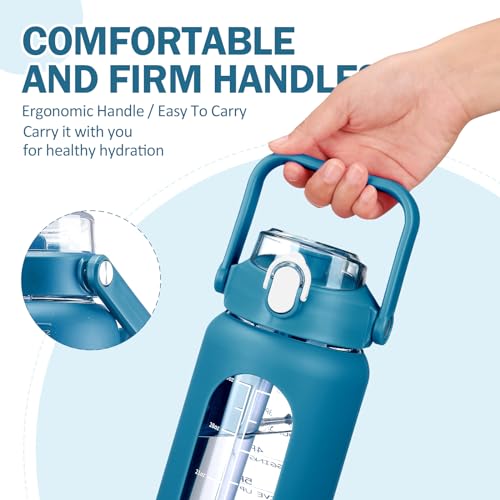 42oz Glass Water Bottles with Straw