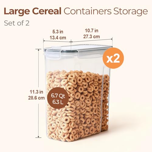 Airtight Cereal Storage Containers with Lids 6.7Qt 2Pack (2 Count)