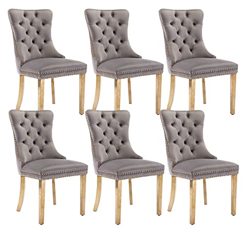 Grey Velvet Dining Chairs Set of 6 (6 Count)