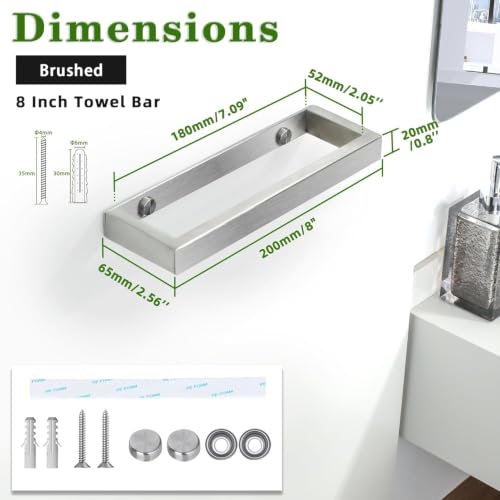 8'' Hand Towel Holder Towel Bar Wall Mount (2 Count)