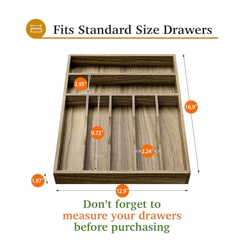 Acacia Wood Silverware Drawer Organizer (34.24 Ounce)