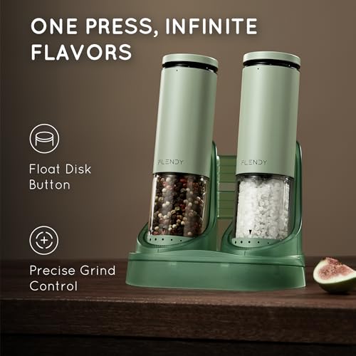Rechargeable Electric Salt and Pepper Grinder Set with Charging Base (2 Count)