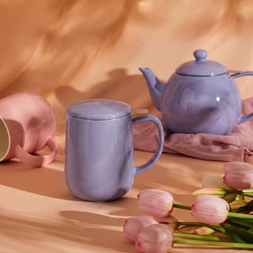 20 oz Porcelain Tea Mug with Infuser and Lid