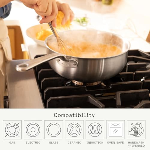 Cookware 5 Quart Stainless Steel Saucier Pan