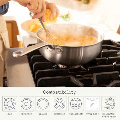 Cookware 3 Quart Stainless Steel Saucier Pan