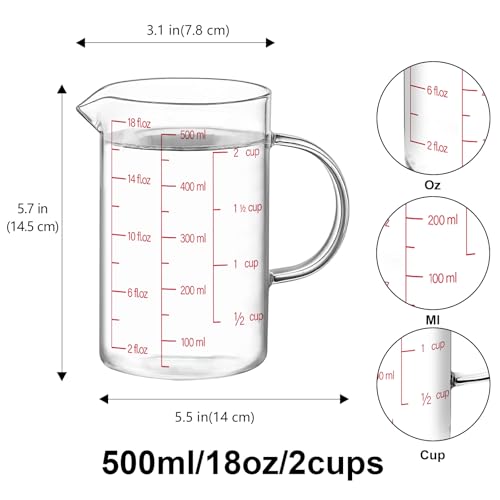 18OZ 500ML Glass Measuring Cup