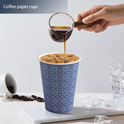 240 Pack Paper Cups 12 oz Bulk Disposable Coffee Cups Navy Floral (240 Count)
