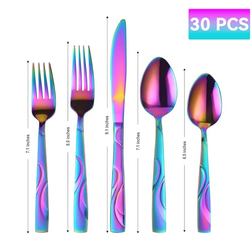 30 Piece Rainbow Silverware Set for 6 (30 Count)