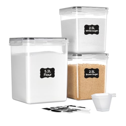 3 PCS Flour and Sugar Storage Container Sets for Beginner Bakers (3 Count)