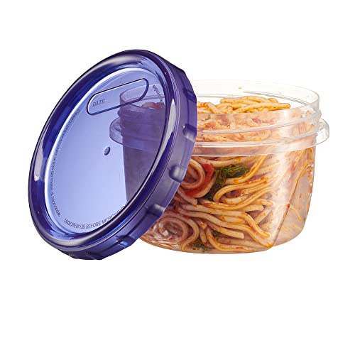 6 Pack Twist Cap Food Storage Containers with Blue Screw on Lid