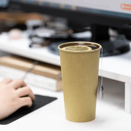 20oz Kraft Paper Coffee Cups [600 ct] Disposable (600 Count)