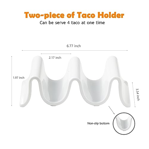 Taco Holder Porcelain Taco Tray with Handles (2 Count)