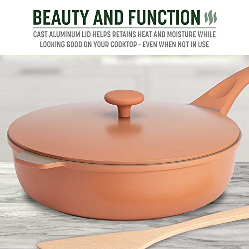 All-in-One Pan, Multilayer Nonstick Cookware Set, High-Performance Construction, Multipurpose Design Replaces Multiple Pots and Pans, Dishwasher Safe, 11-Inch, 4.4-Quart Capacity, Terracotta