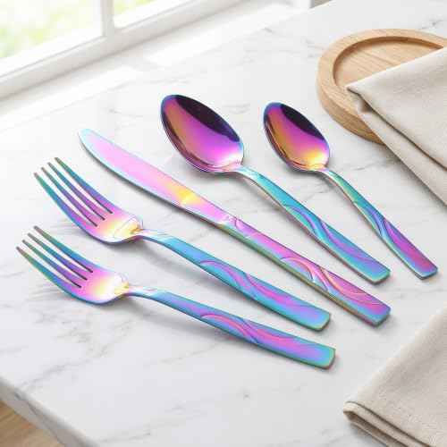 60 Piece Rainbow Silverware Set for 12 (60 Count)