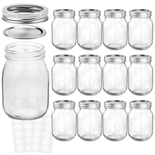16oz Regular Mouth Mason Jars (12 Count)