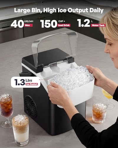 EUHOMY Nugget Ice Maker Countertop with Handle
