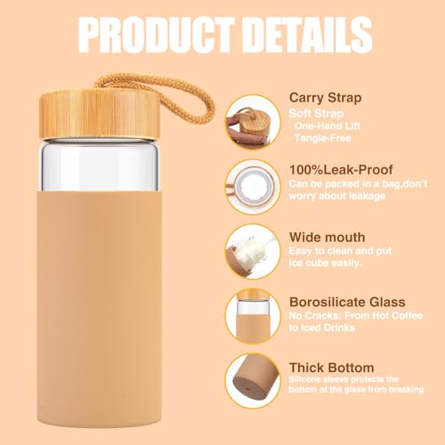 20 oz Glass Water Bottles with Lids