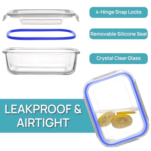 5Pack 22oz Glass Storage Containers with Lids (5 Count)