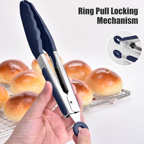 Kitchen Tongs with Silicone Tips for Cooking Serving