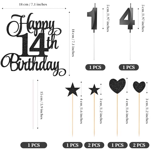 14th Birthday Cake Decorations (9 Count)