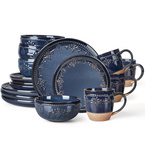16 Piece Handcrafted Ceramic Dinnerware Set with Mugs