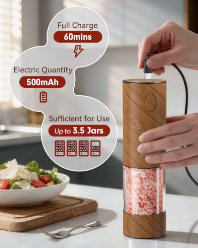 Larger Capacity Rechargeable Electric Salt and Pepper Grinder Set