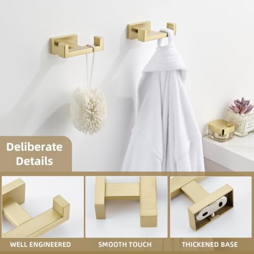 Double Towel Hook Brushed Gold (2 Count)