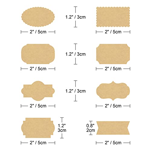 Assorted Shape Kraft Label Stickers (256 Count)