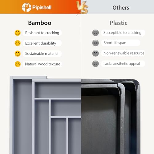 Bamboo Expandable Drawer Organizer for Utensils Holder