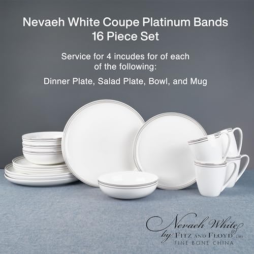 by Fitz and Floyd Nevaeh Bone China Coupe Gold Bands Dinnerware Set