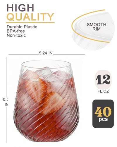 40 Pack Plastic Wine Glasses (40 Count)