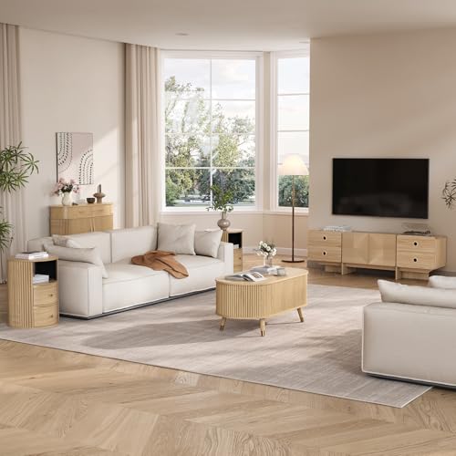 Oval Lift Top Coffee Table with Storage for Living Room