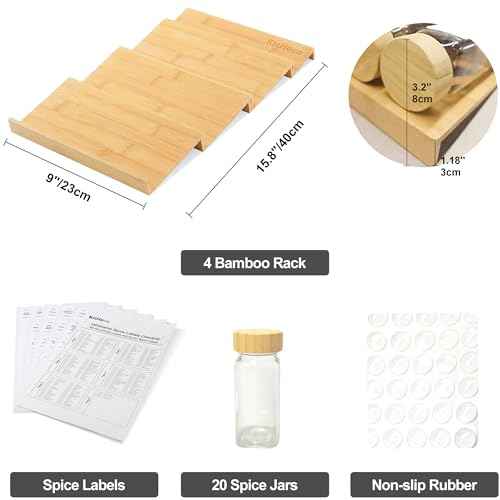 Spice Drawer Organizer with 20 Bamboo