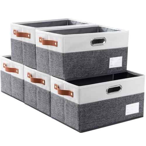 Larger Foldable Storage Bins with Handles [5 (5 Count)