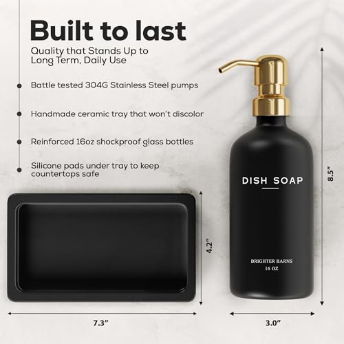 Luxury Glass Hand and Dish Soap Dispenser Set by Brighter Barns