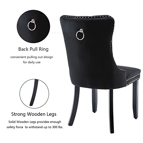 Black Velvet Dining Chairs Set of 2 (2 Count)