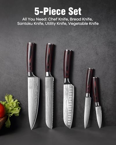 Knife Set 5PCS Kitchen Knife Set without Block (5 Count)