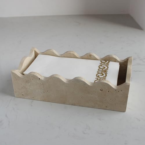 Natural Travertine Guest Towel Holder 9.8" × 4.9" for Bathroom