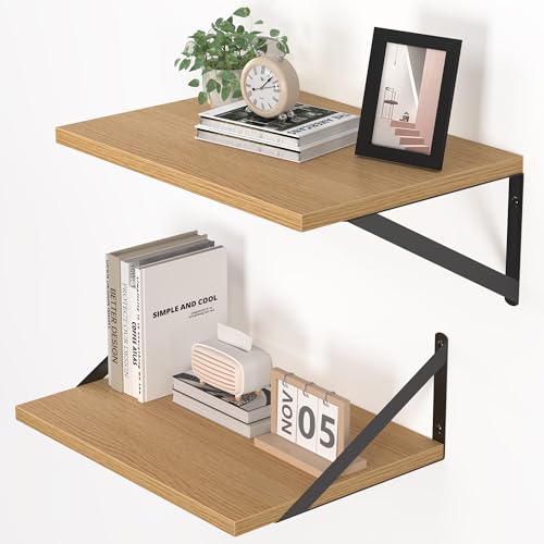 16W x 12D Deep Floating Shelves Set of 2 Oak (2 Count)