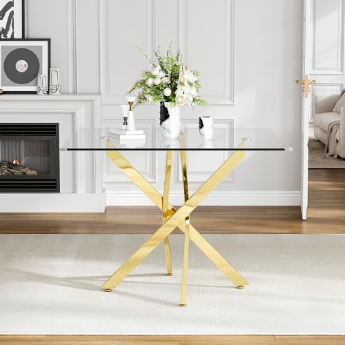 Square Glass Dining Table for 4