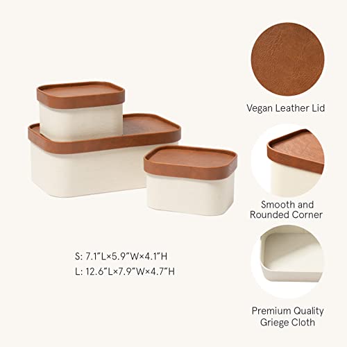 Decorative Storage Boxes with Lids Faux Leather (3 Count)