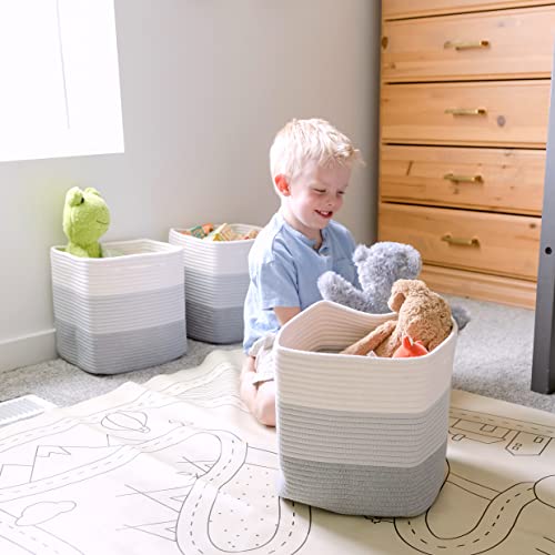 13 Inch Cube Storage Bins Cotton Rope Woven Baskets for Organizing 3 (3 Count)