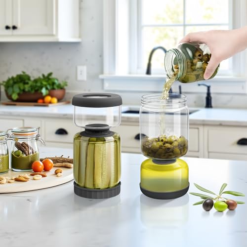 Glass Pickle Jar with Strainer Flip (46 Fl Oz)