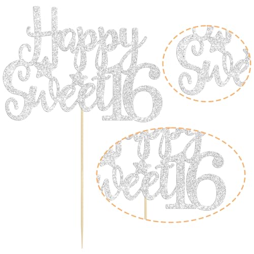 1Pc Happy Sweet 16 Cake Topper Sweet 16 Birthday Decorations Happy 16th Birthday Cake Decorations for Girls