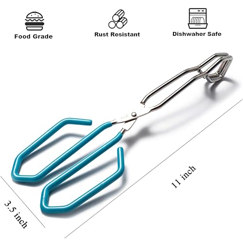 11 Inch Hiash Blue Stainless Steel Scissor Tongs