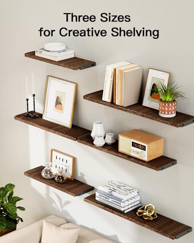 Amada Solid Paulownia Wood Wall Shelves (6 Count)
