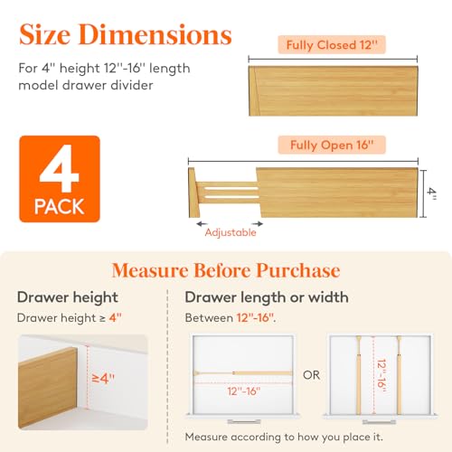 4" High Dresser Drawer Dividers (4 Count)