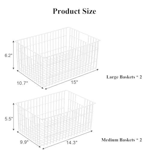 Upright Freezer Organizer Bins Metal Wire Storage Container Basket (4 Count)