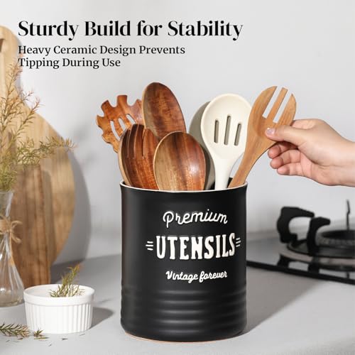 7.2" Large Ceramic Utensil Holder for Kitchen Counter